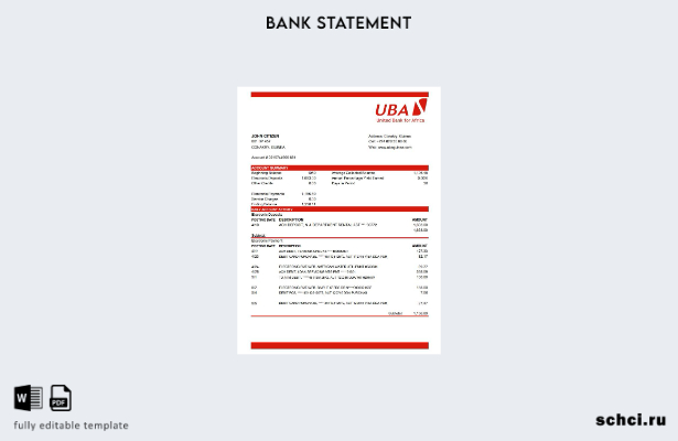 цифровая загрузка шаблона Excel банковской выписки UBA Гвинеи